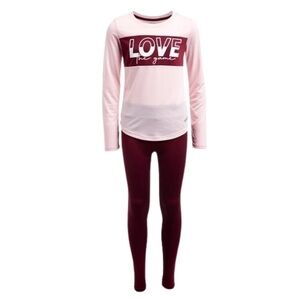 New! Marika Girls Love the Game Long Sleeve Tee Leggings 2-Piece Active Set